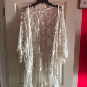 Long white Lacey sweater